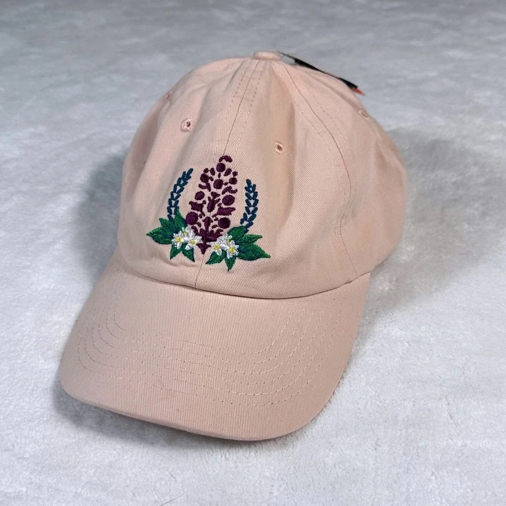 FP Movement Hat NWT Women ALL Pink Embroidered Floral Crest Baseball Cap